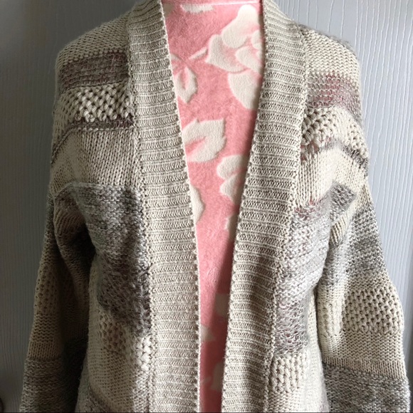 Gray Striped Grunge Sweater Mossimo Look Sz M - Picture 2 of 8